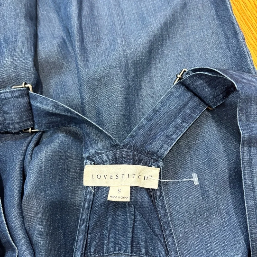 Love Stitch Women's S Preppy Baggy Chambray oversized slouchy Jumpsuit Overalls